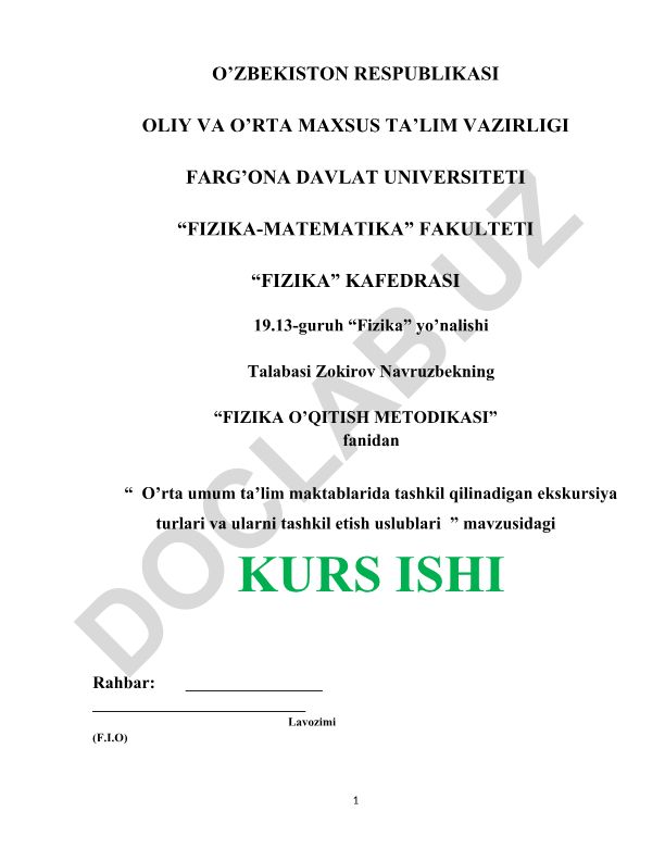 O'rta umum ta'lim maktablarida tashkil qilinadigan ekskursiya turlari va ularni tashkil etish uslublari