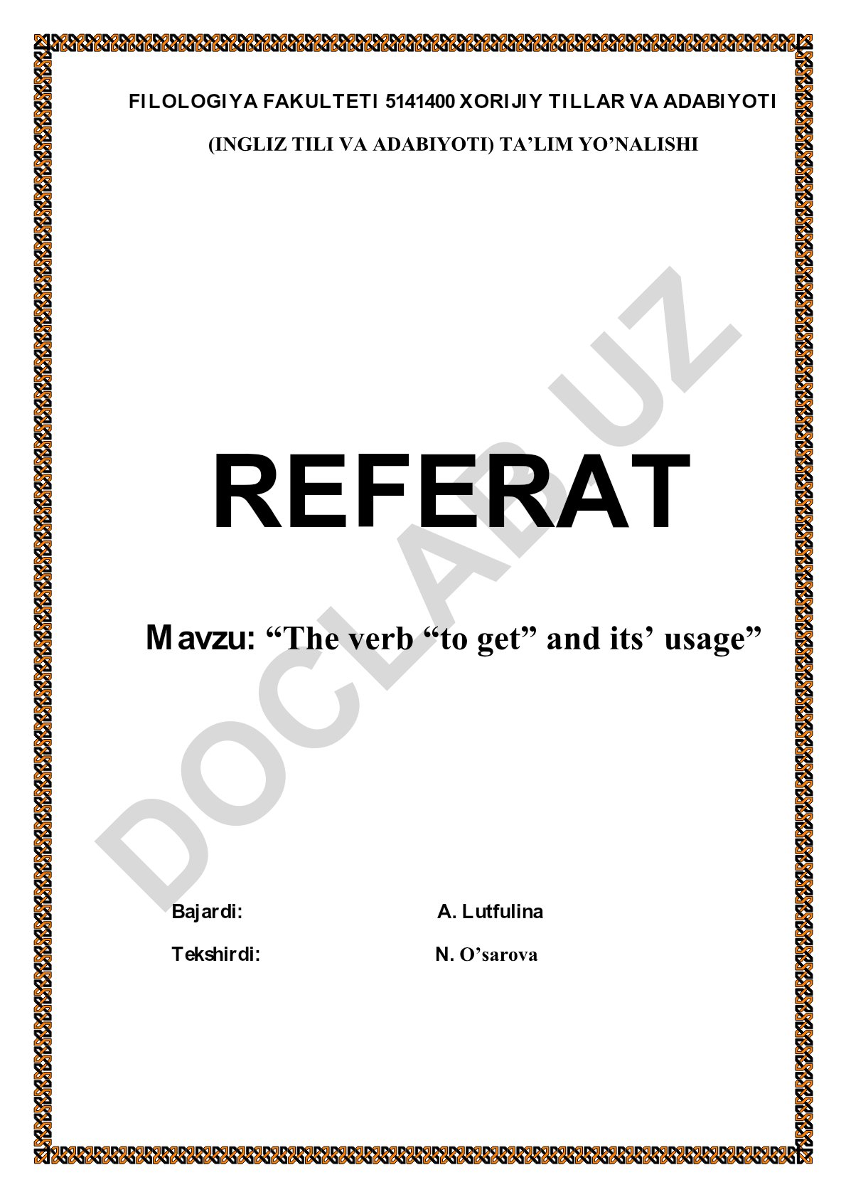 The verb “to get” and its usage