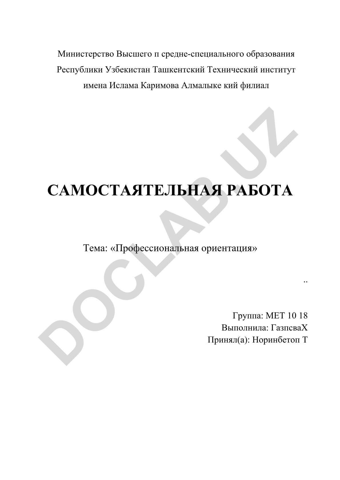Профессиональная ориентация