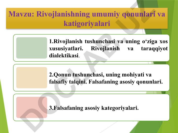 Rivojlanishning umumiy qonunlari va kategoriyalari
