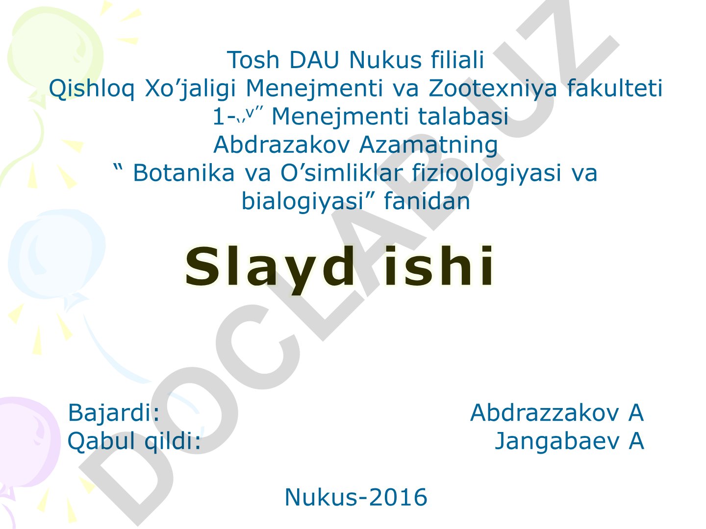 O'simlik gistalogiya asoslari