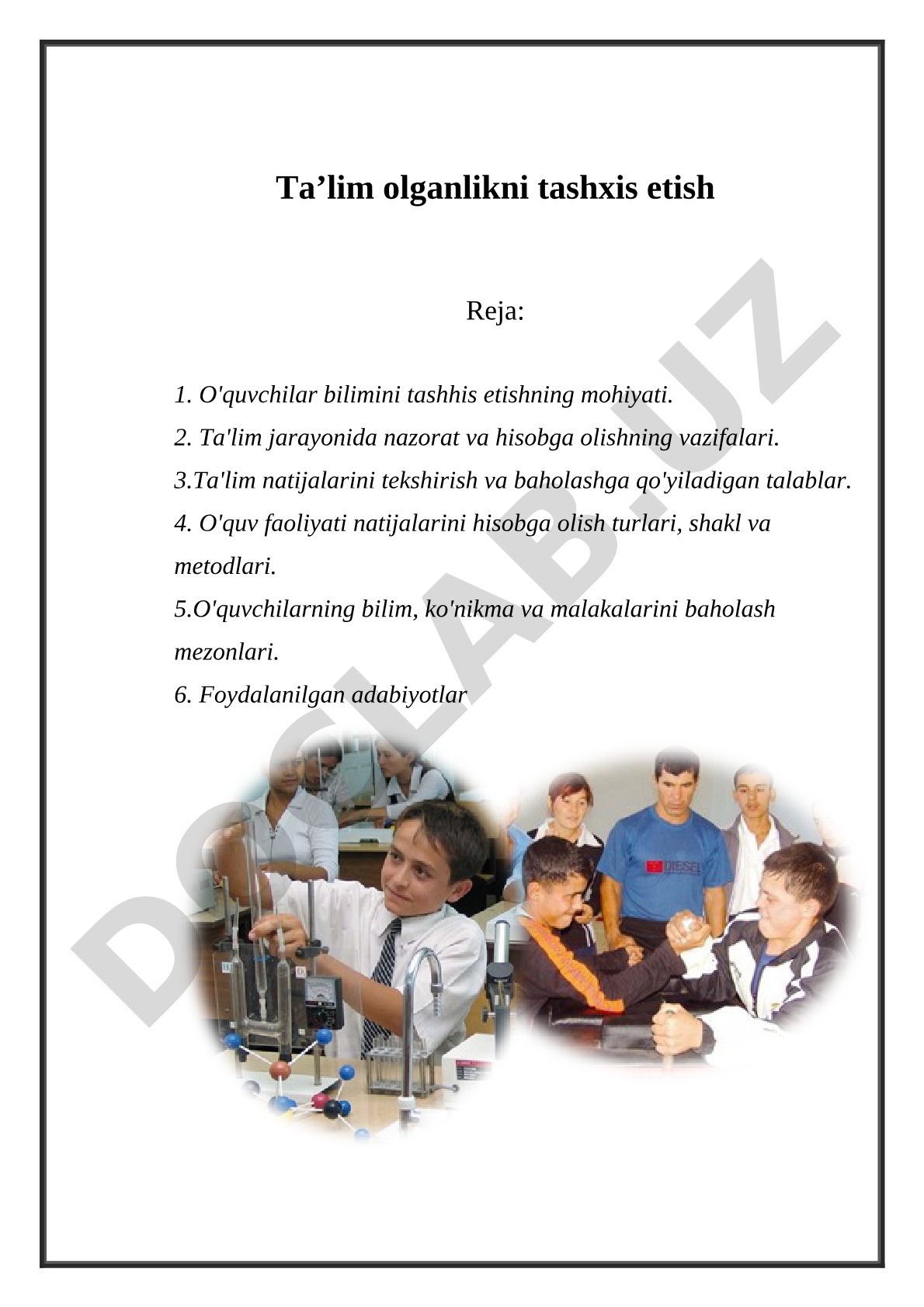 Ta'lim olganlikni tashxis etish