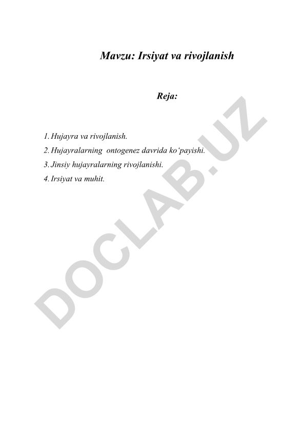 Irsiyat va rivojlanish