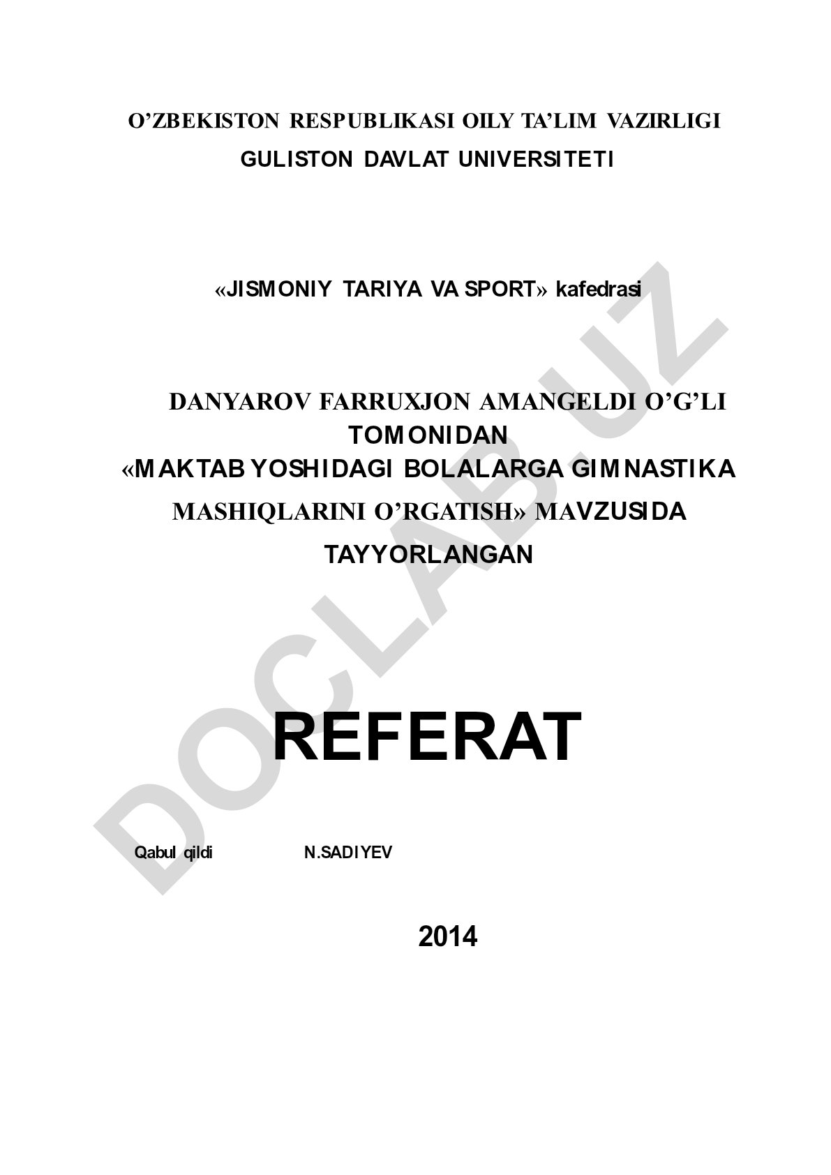 Maktab yoshidagi bolalarga gimnastika mashqlarini o'rgatish
