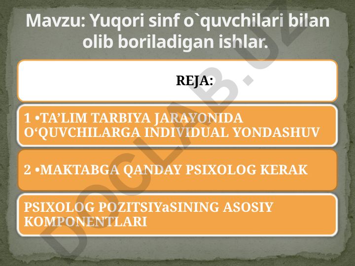 Yuqori sinf o'quvchilari bilan olib boriladigan ishlar