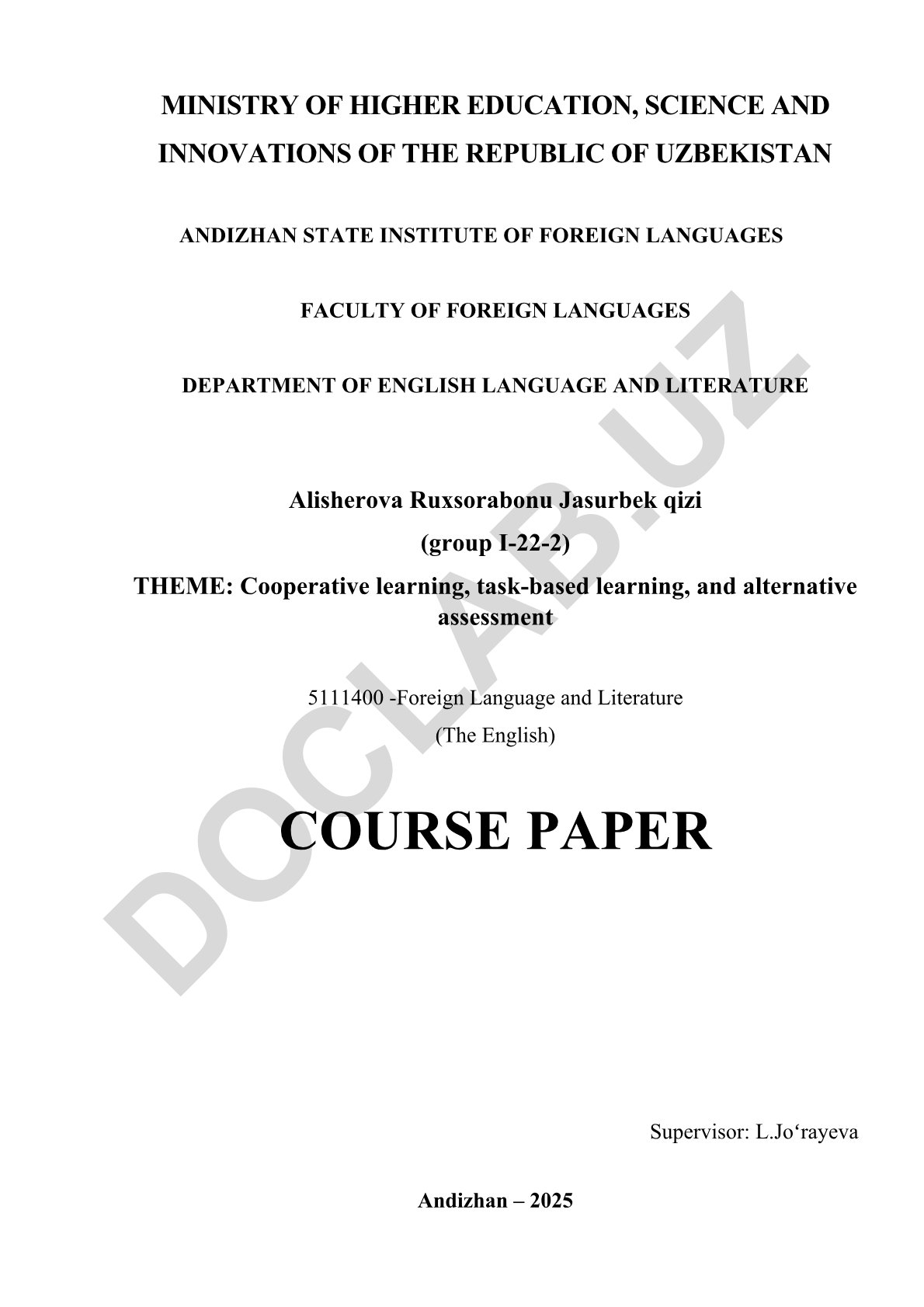 Cooperative learning, task-based learning, and alternative assessment