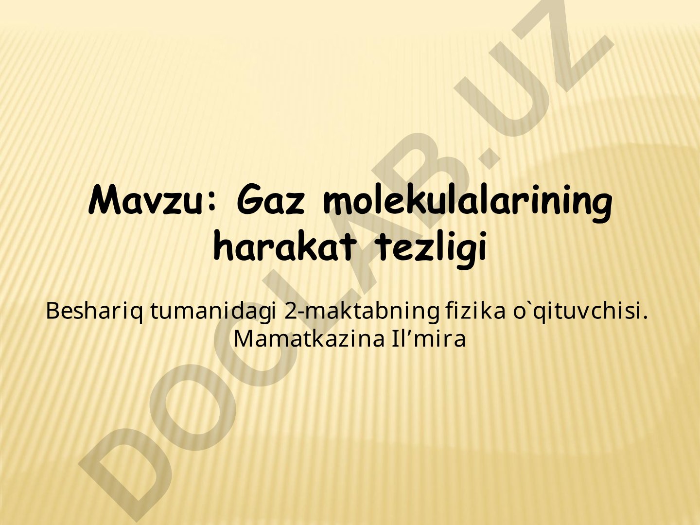 Gaz molekulalarining harakat tezligi