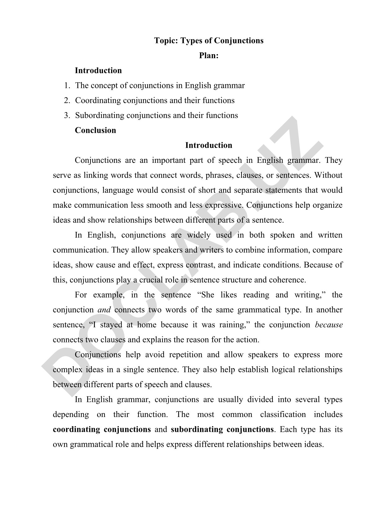Types of Conjunctions