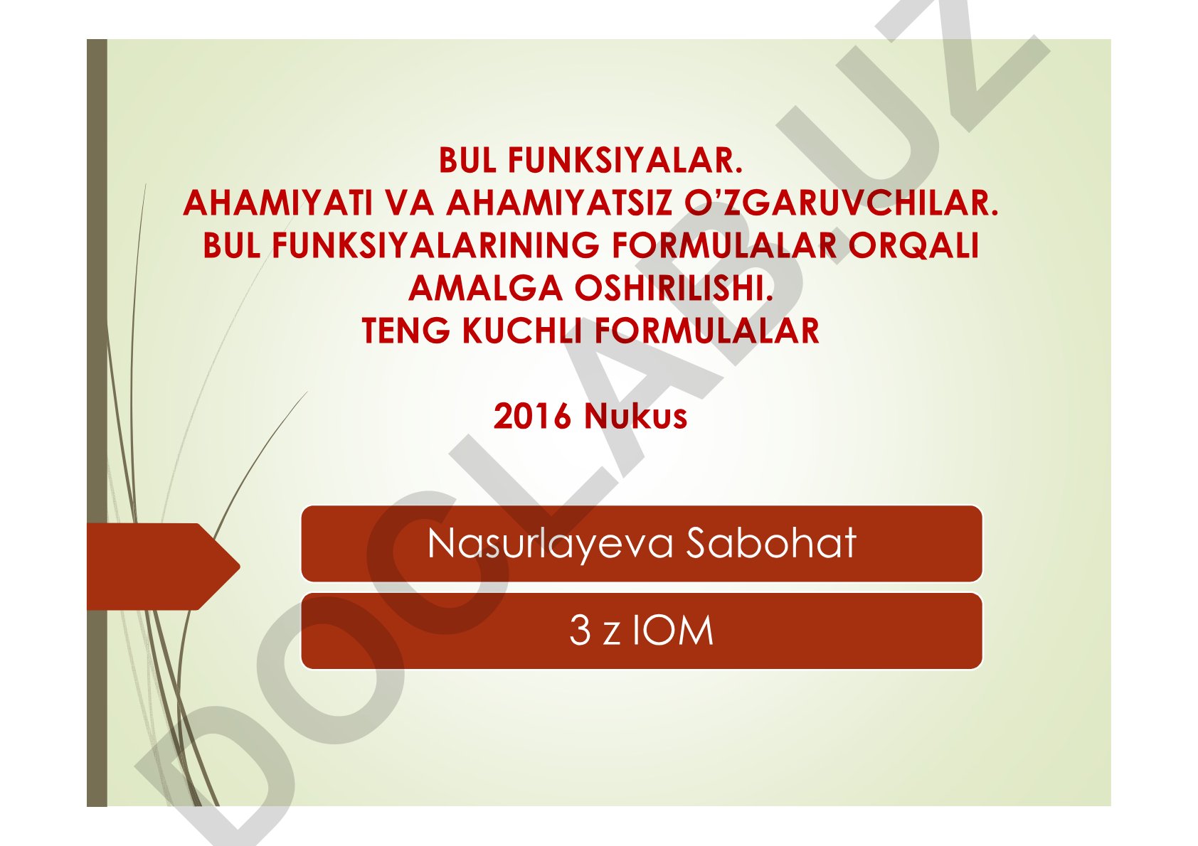 Bul funksiyalar, ahamiyatli va ahamiyatsiz o'zgaruvchilar, formulalar orqali amalga oshirilishi