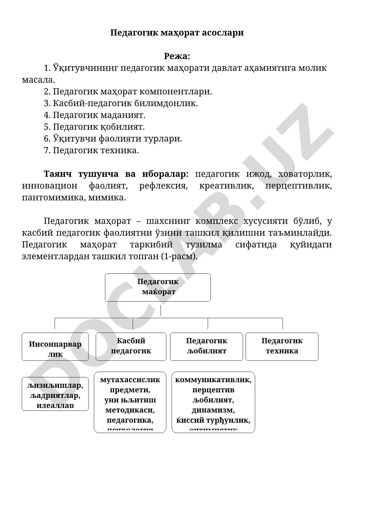 Педагогик маҳорат асослари