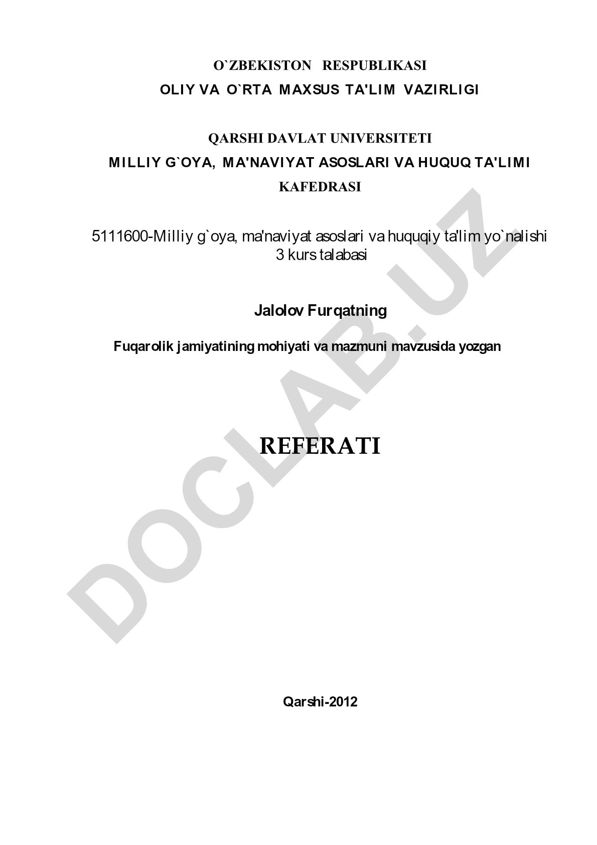 Fuqarolik jamiyatining mohiyati va mazmuni