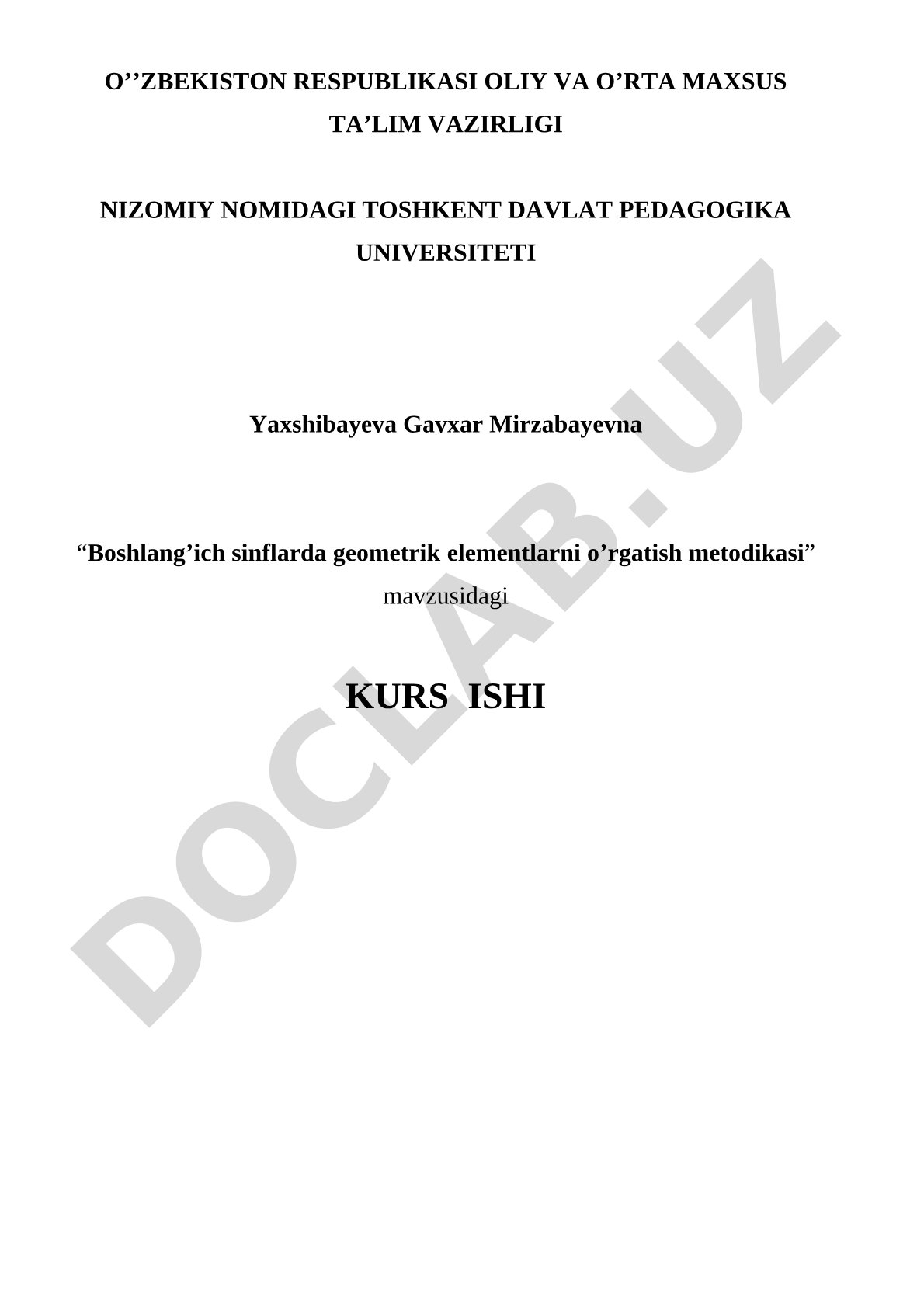 Boshlang'ich sinflarda geometrik elementlarni o'rgatish metodikasi
