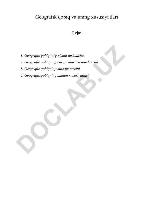 Geografik qobiq va uning xususiyatlari