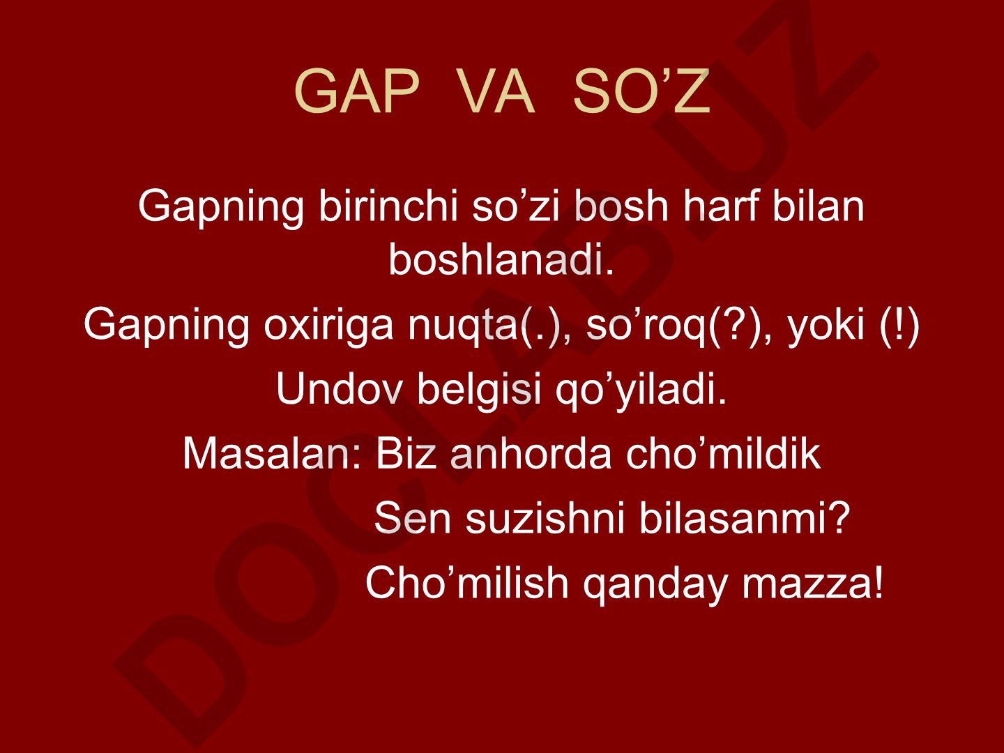 O'zbek tilida gap va so'z qoidalari