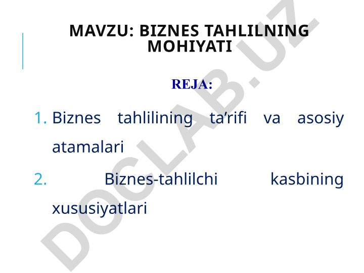 Biznes tahlilning mohiyati
