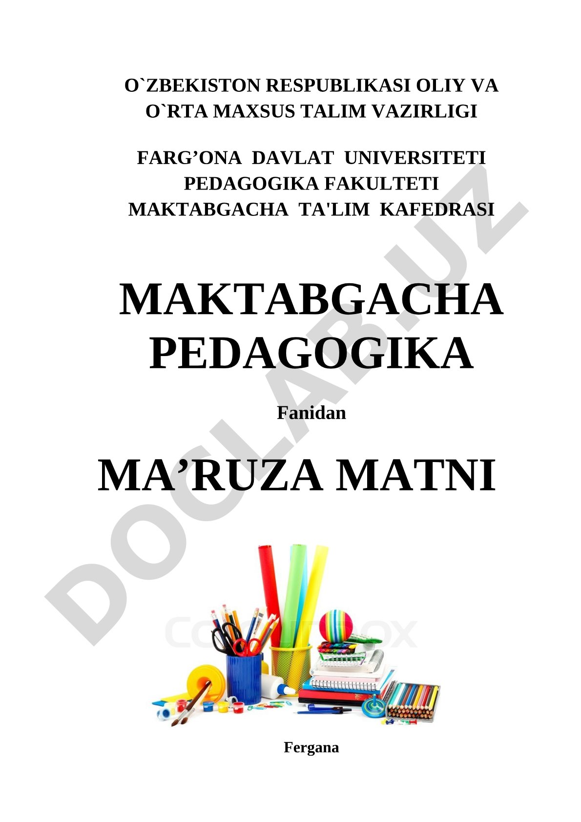 Maktabgacha pedagogika fanidan ma'ruza matni