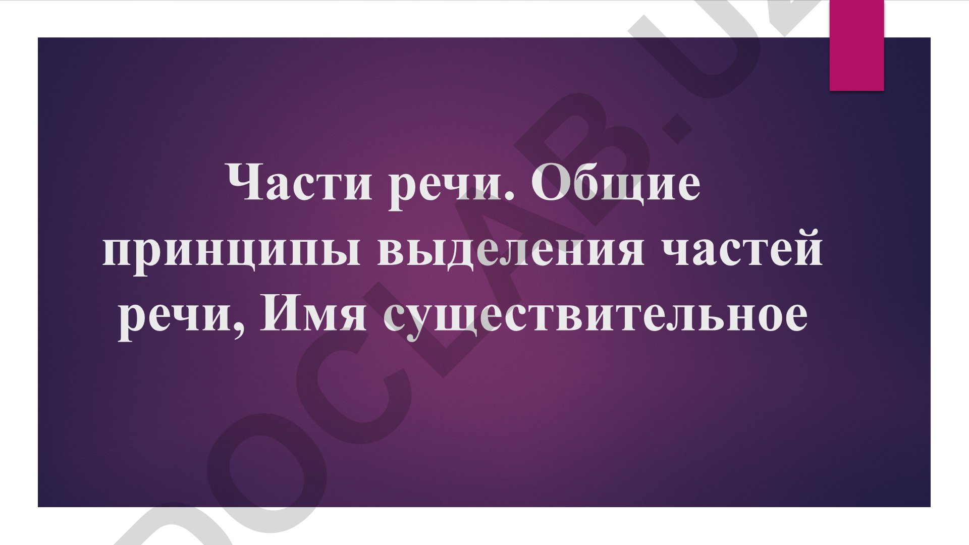 Части речи. Общие принципы выделения частей речи, Имя существительное