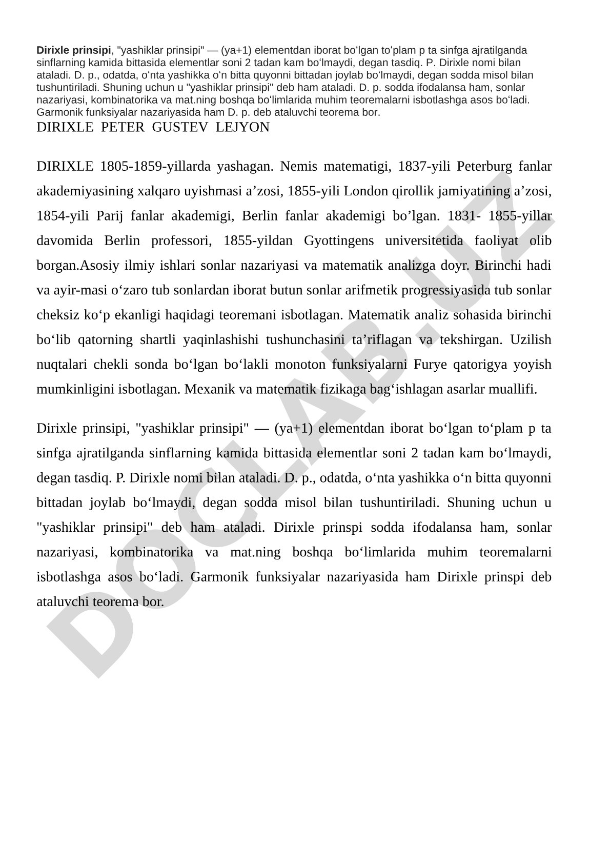 Dirixle prinsipi (yashiklar prinsipi)