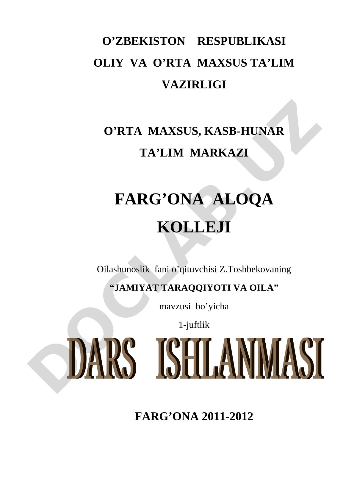 Jamiyat taraqqiyoti va oila