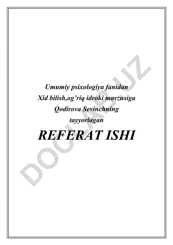 Xid bilish va og'riq idroki