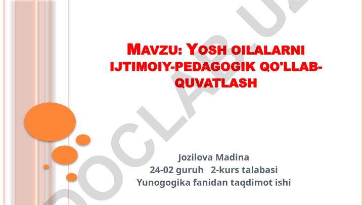 Yosh oilalarni ijtimoiy-pedagogik qo'llab-quvvatlash
