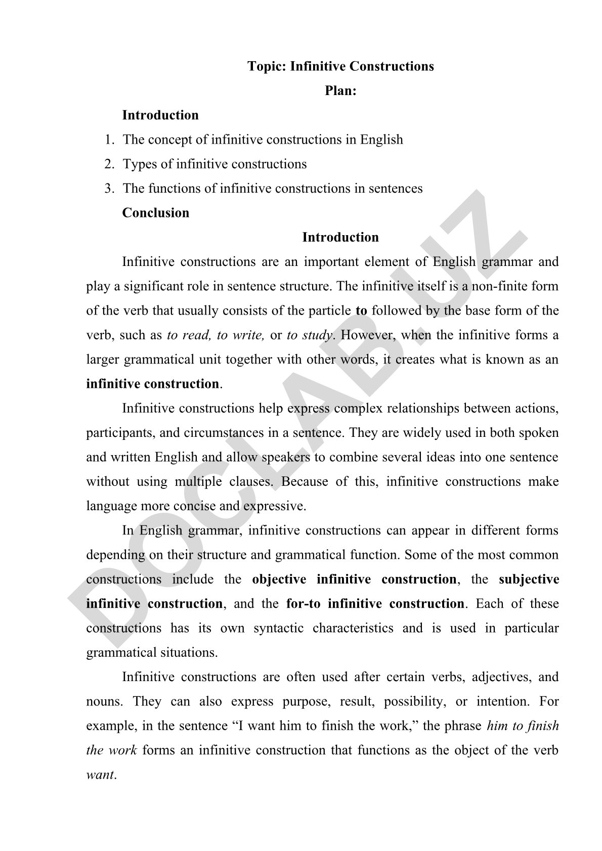Infinitive Constructions in English Grammar