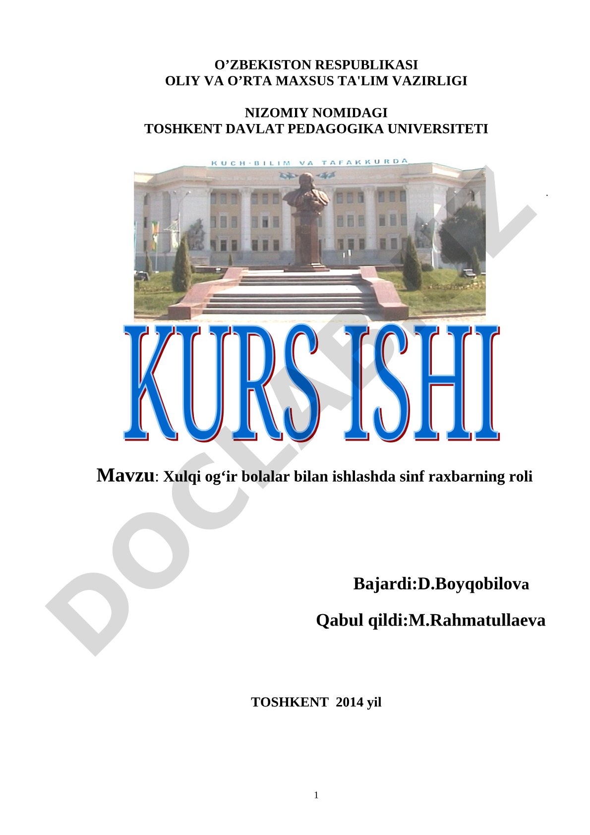 Xulqi og‘ir bolalar bilan ishlashda sinf raxbarning roli
