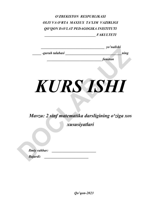 2 sinf matematika darsligining oʻziga xos xususiyatlari