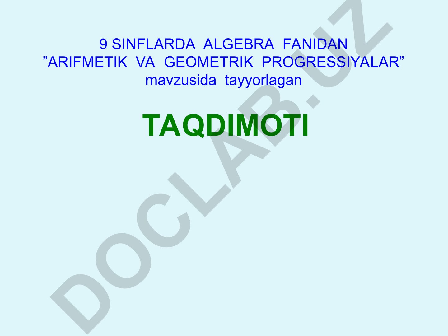 Arifmetik va geometrik progressiyalar