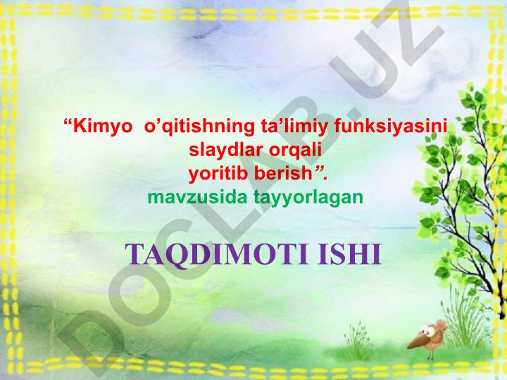 Kislorodning tabiatda aylanishi, havoning tarkibi va ifloslanishdan saqlash