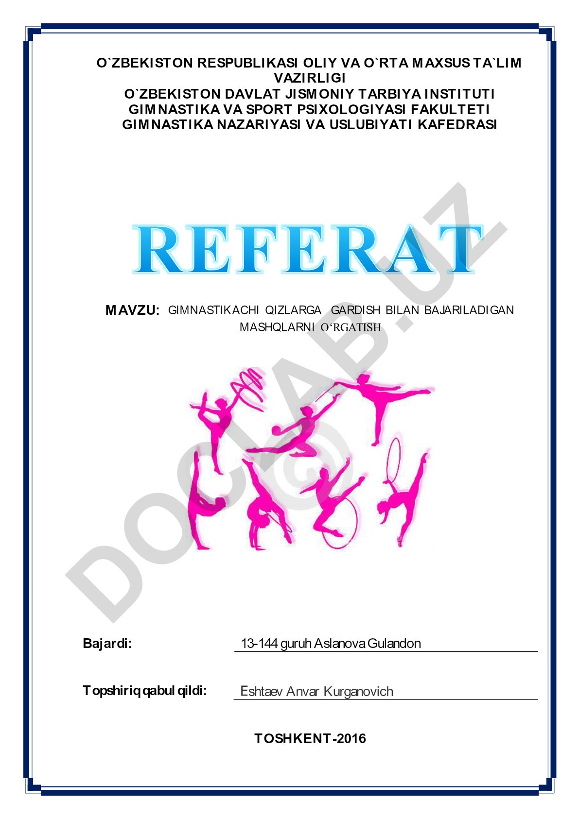 Gimnastikachi qizlarga gardish bilan bajariladigan mashqlarni o'rgatish