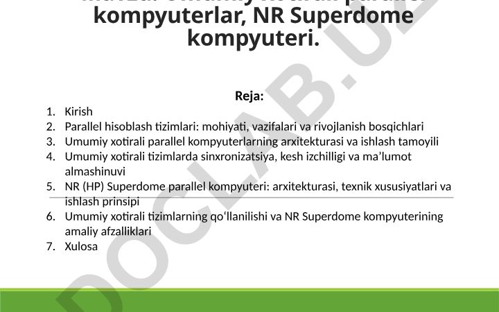 Umumiy xotirali parallel kompyuterlar va NR Superdome kompyuteri