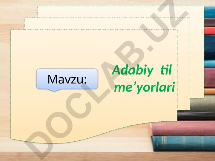 O'zbek adabiy tilining talaffuz, so'z yasalish, leksik, morfologik, sintaktik va uslubiy me'yorlari