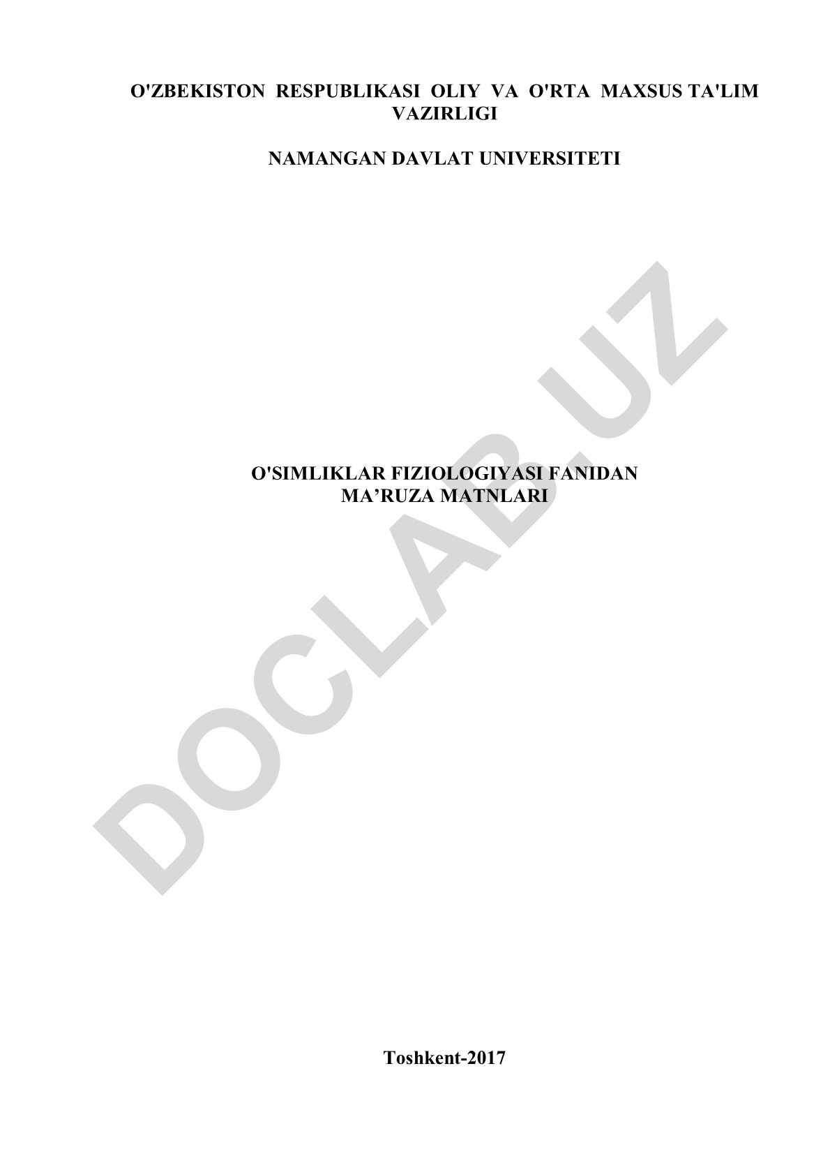 O'simliklar fiziologiyasining predmeti, asosiy vazifalari, tarixi va hozirgi zamon yo'nalishlari