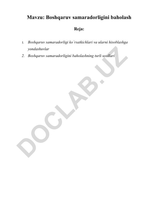 Boshqaruv samaradorligini baholash