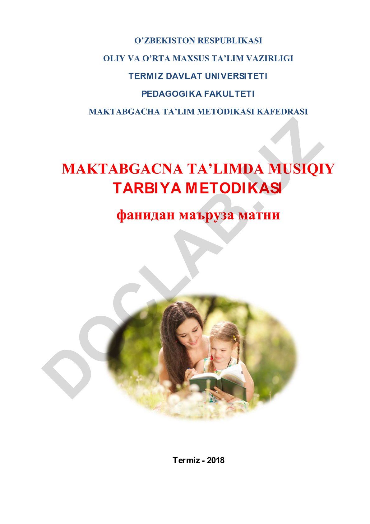 Maktabgacha ta'lim muassasasida musiqaviy tarbiyaning maqsad va vazifalari
