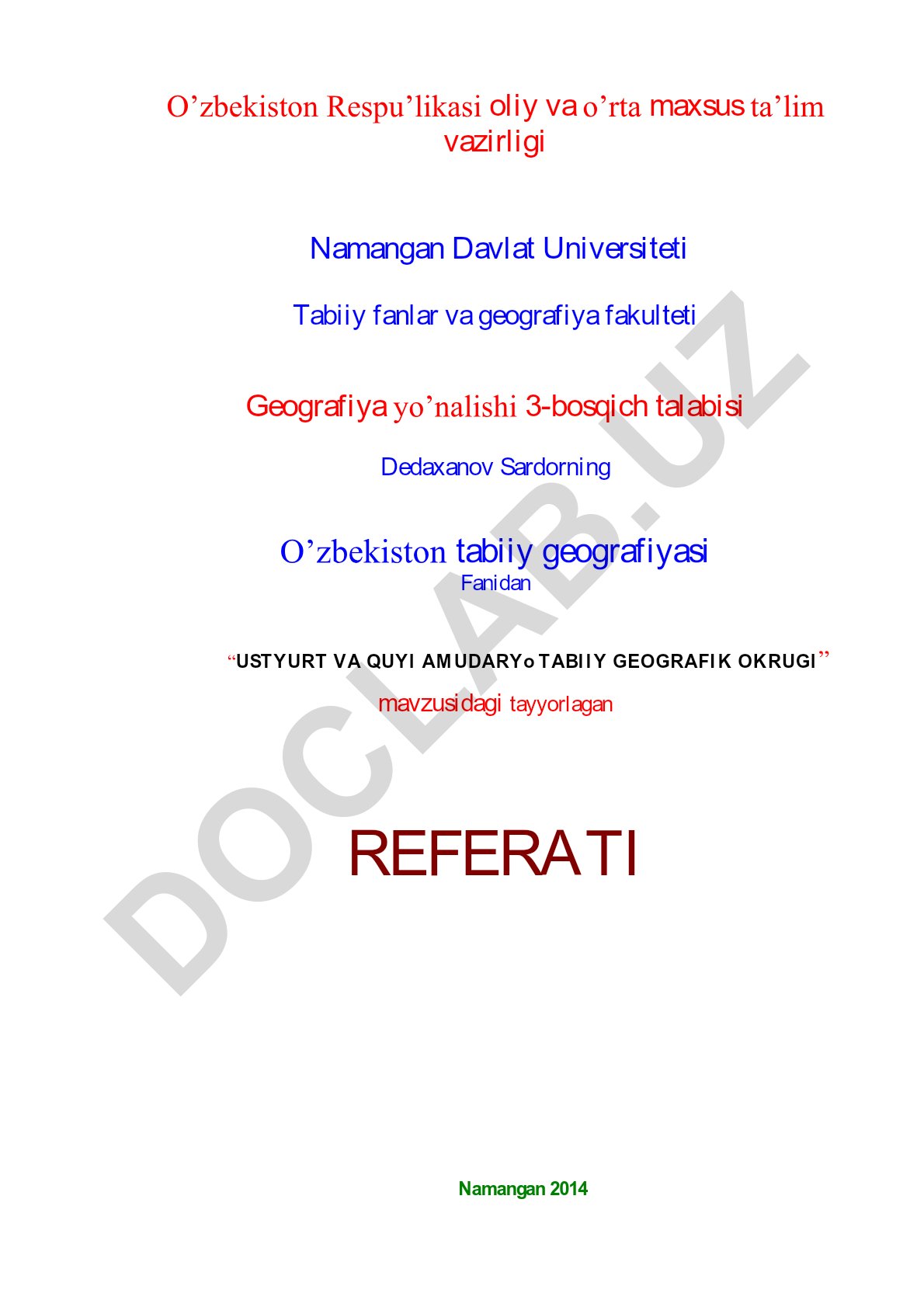 Ustyurt va Quyi Amudaryo tabiiy geografik okrugi
