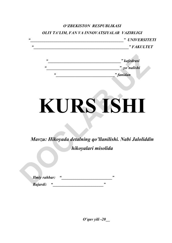 Hikoyada detalning qo'llanilishi. Nabi Jaloliddin hikoyalari misolida