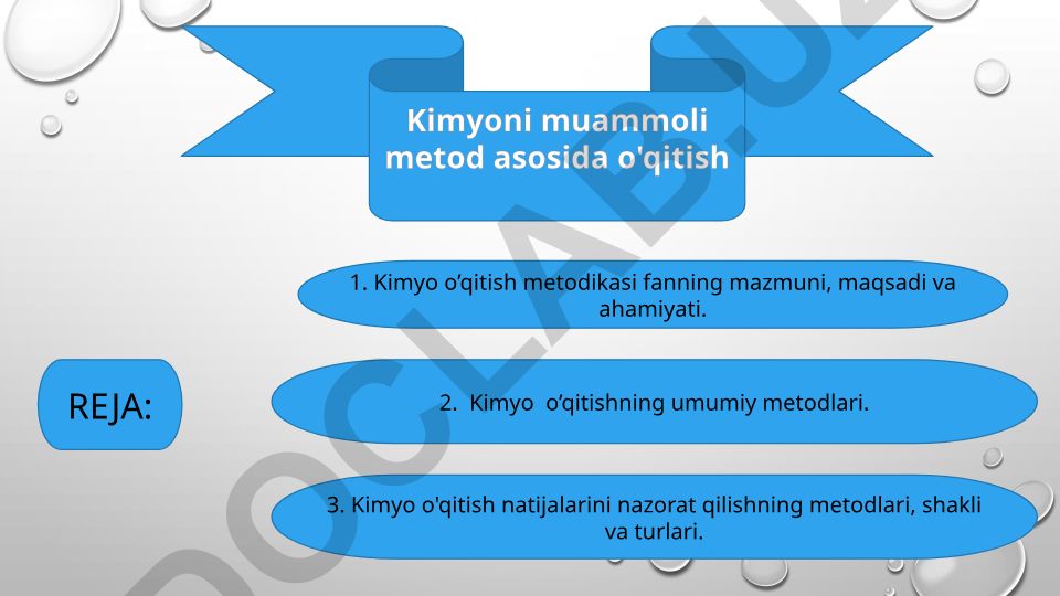Kimyo o'qitish metodikasi va nazorat tizimlari