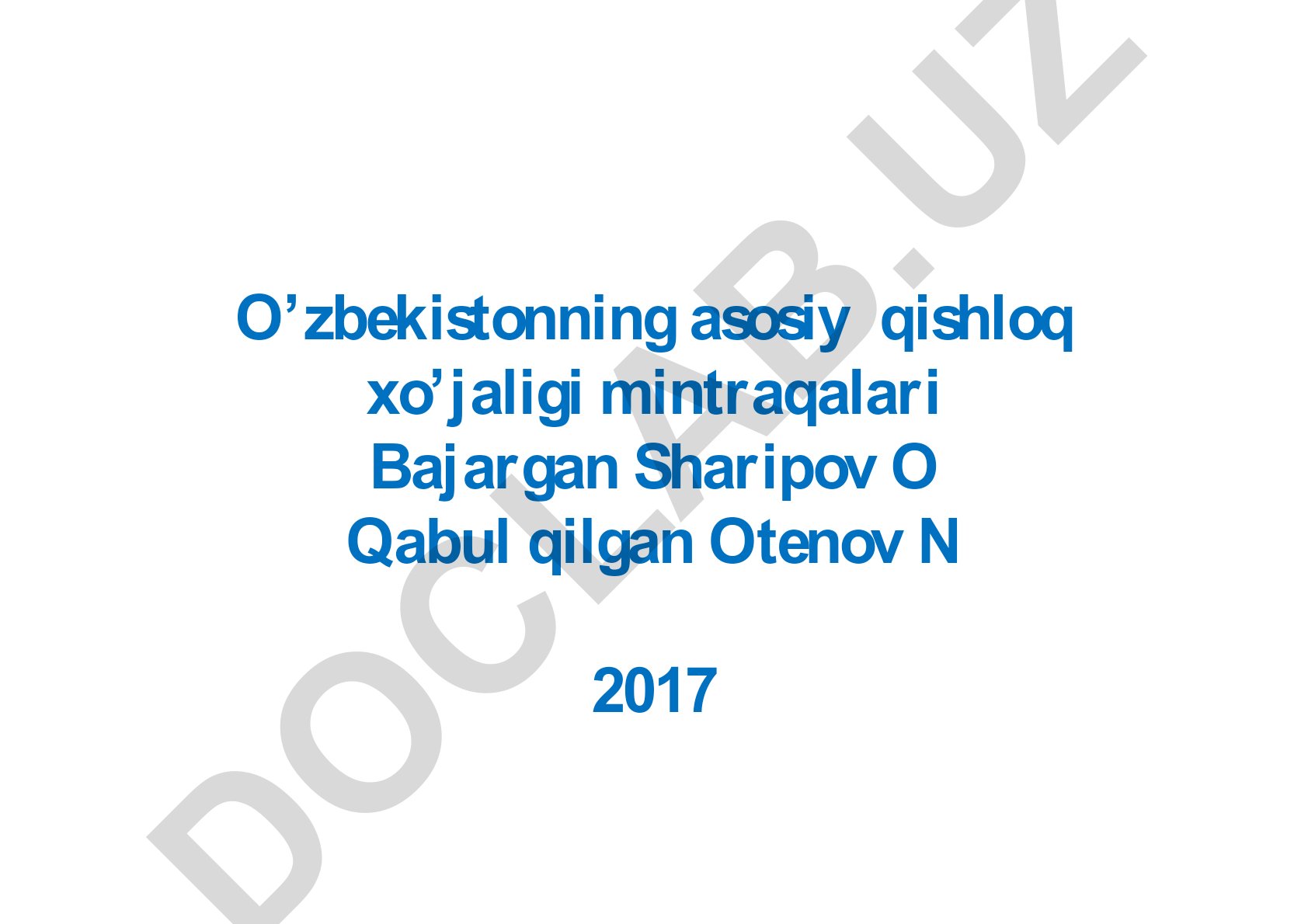 O'zbekistonning asosiy qishloq xo'jaligi mintaqalari