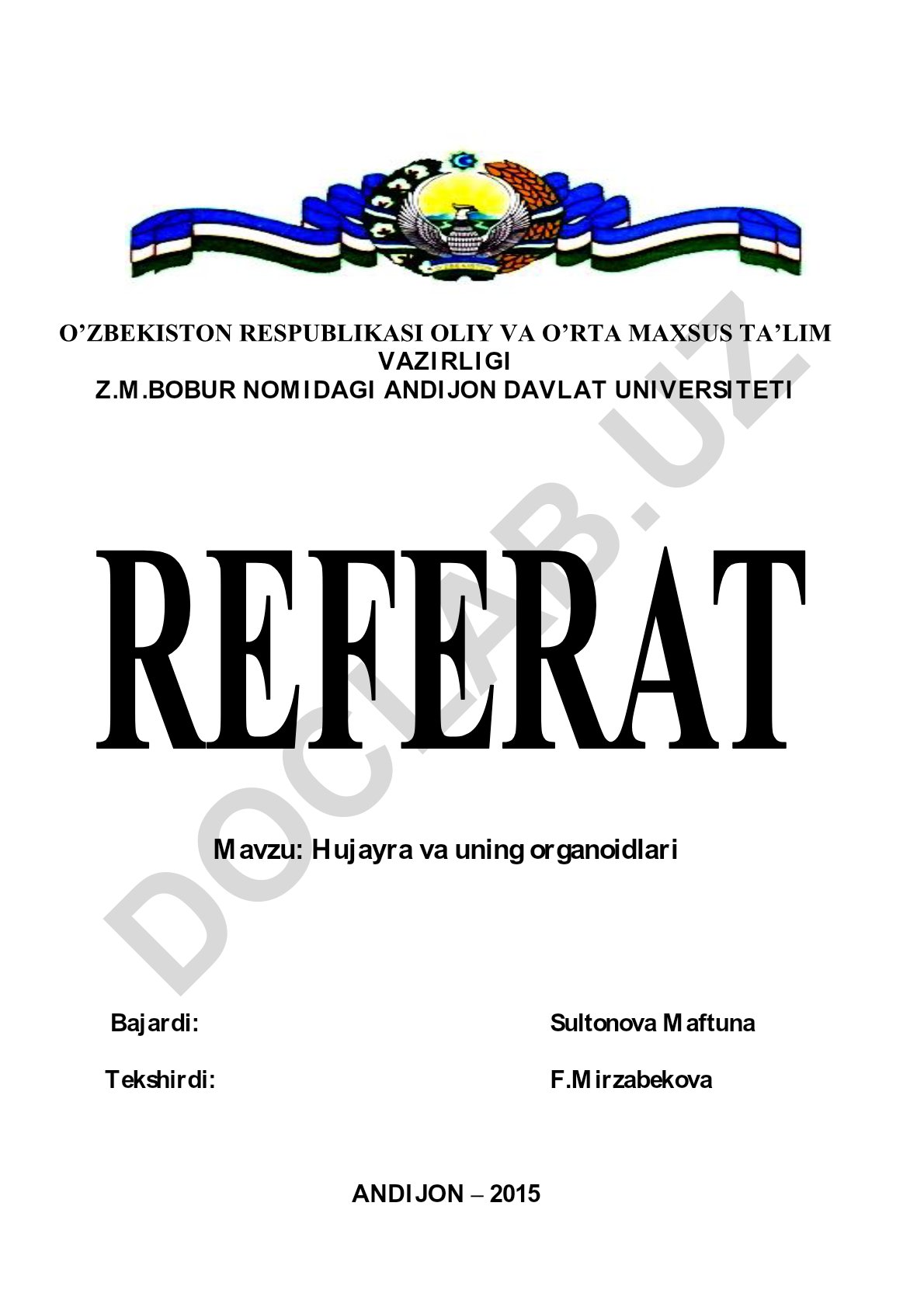 Hujayra va uning organoidlari
