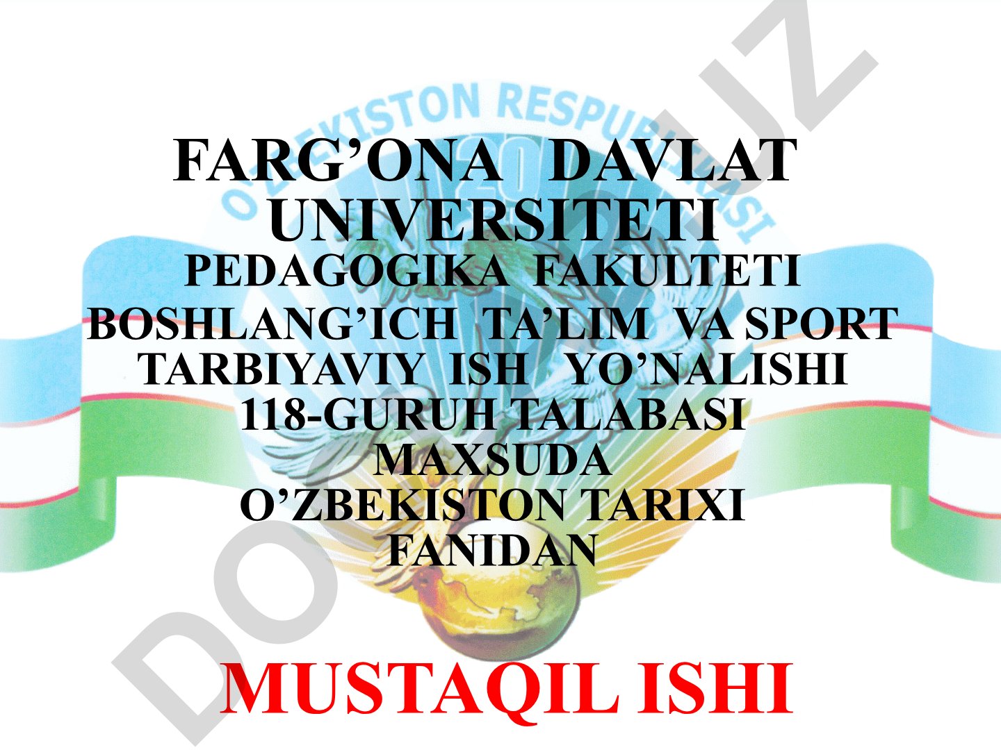 O'zbekiston mustaqil davlat