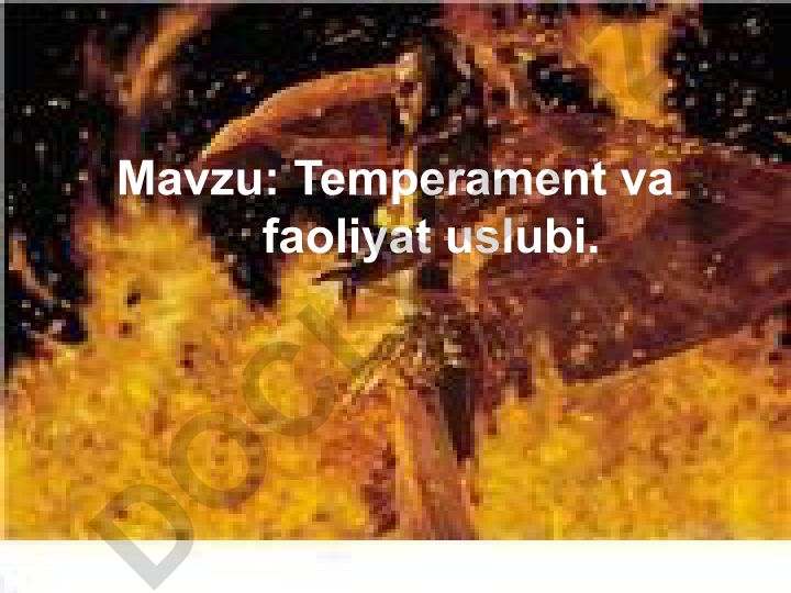 Temperament va faoliyat uslubi