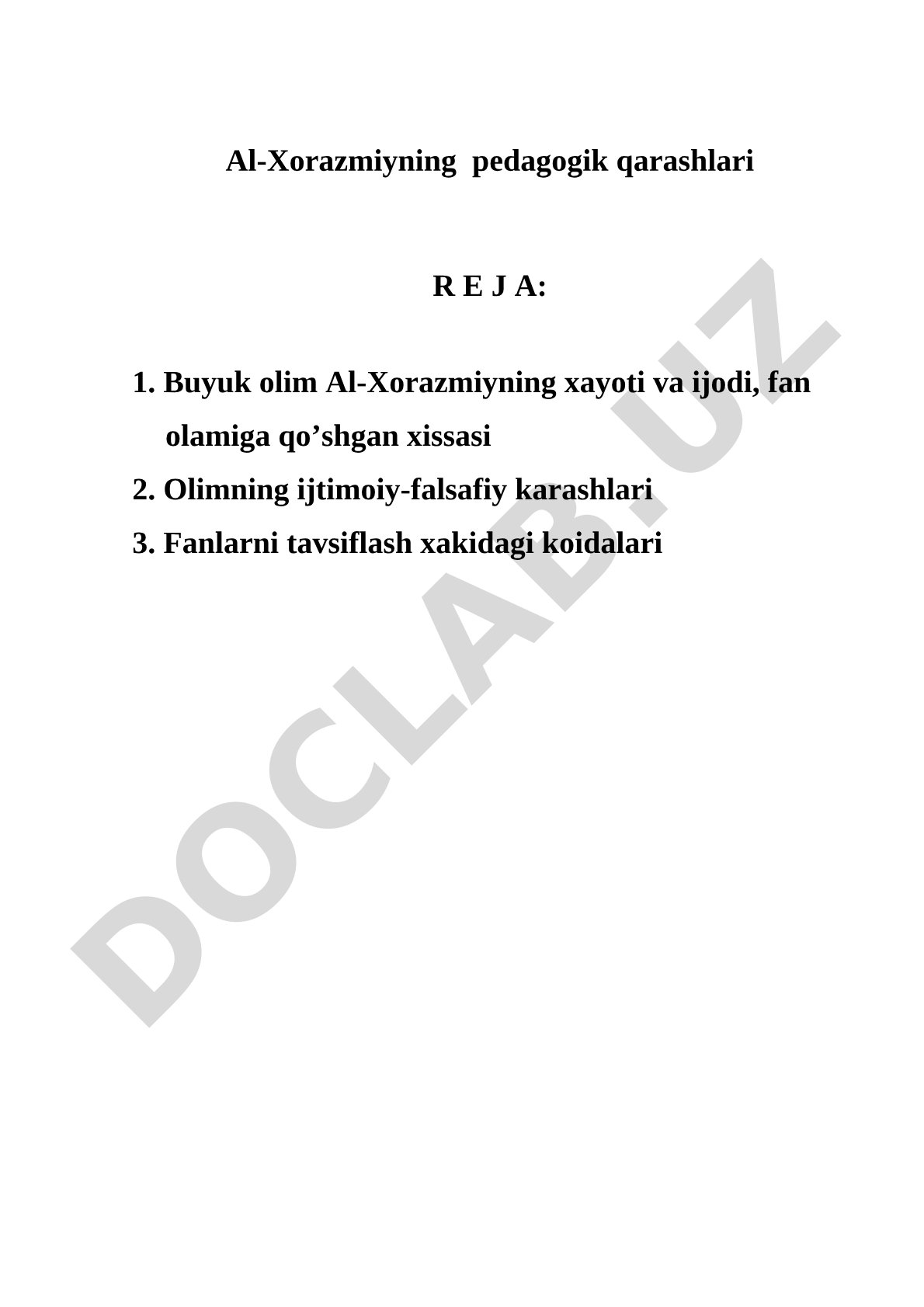 Al-Xorazmiyning pedagogik qarashlari