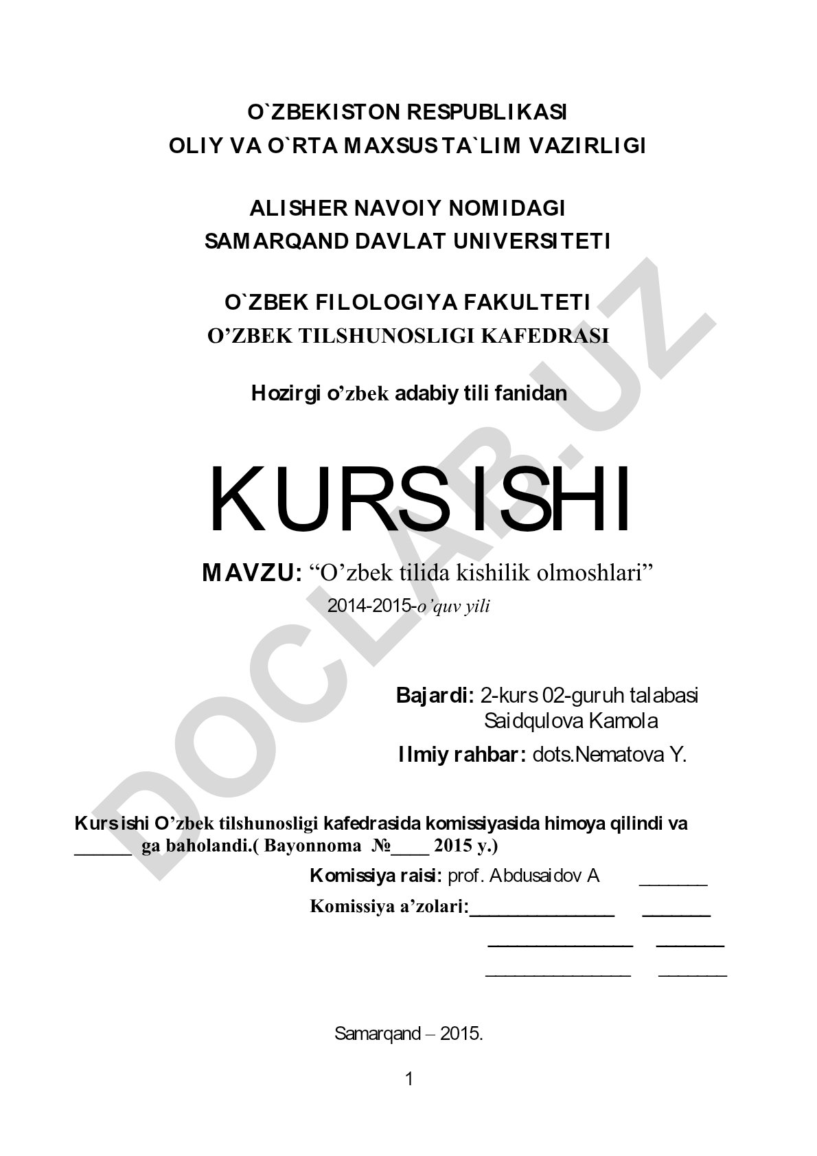 O'zbek tilida kishilik olmoshlari