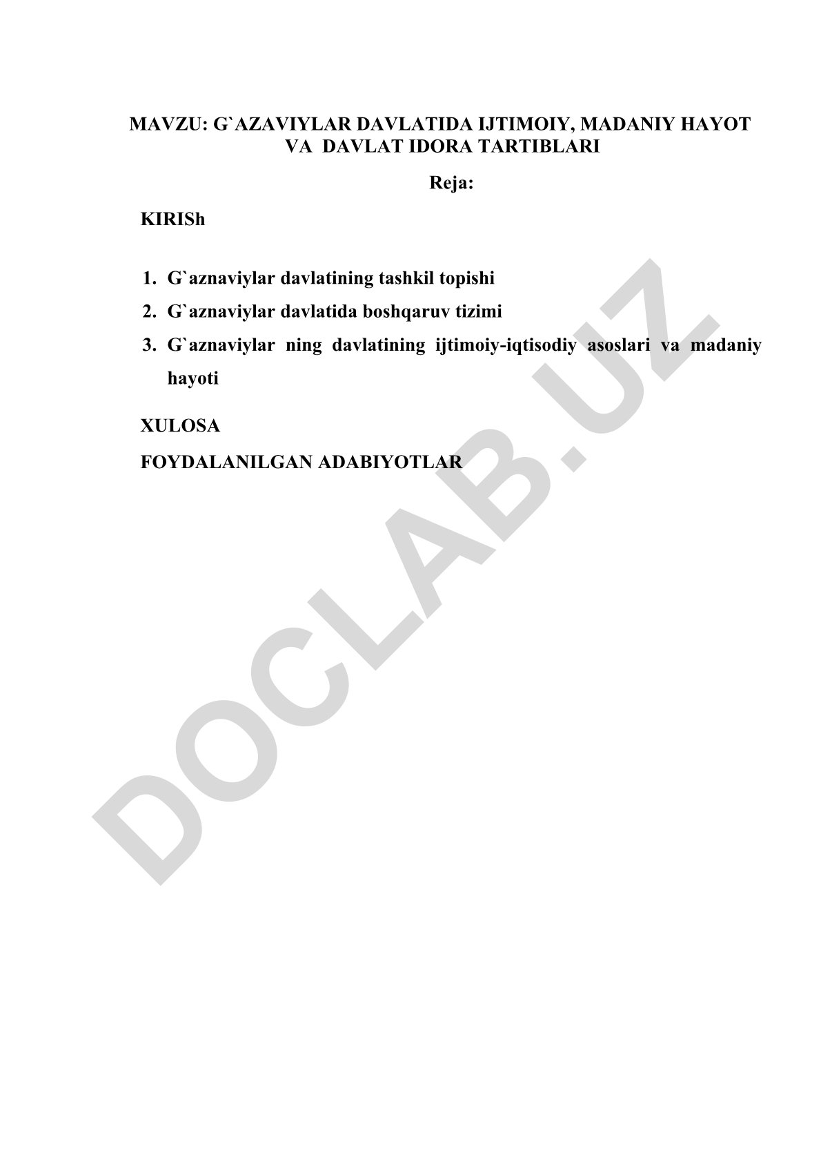 G`aznaviylar davlatida ijtimoiy, madaniy hayot va davlat idora tartiblari