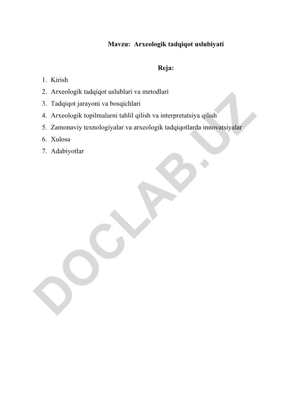 Arxeologik tadqiqot uslubiyati