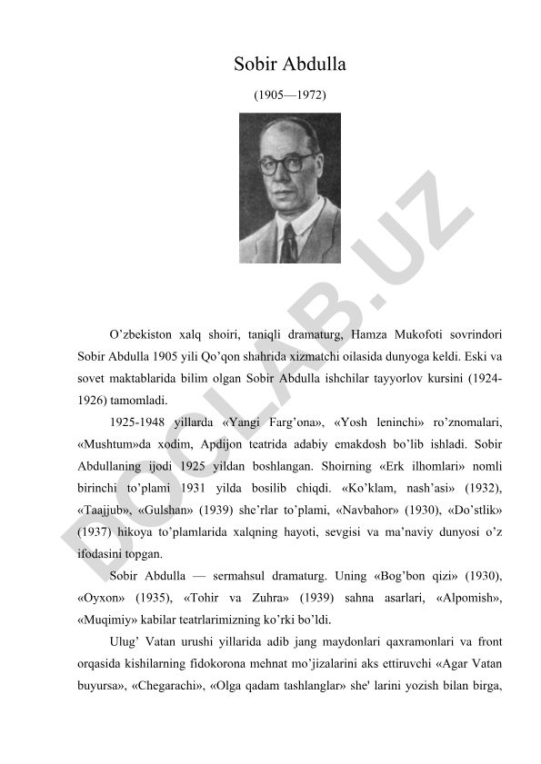 Sobir Abdulla hayoti va ijodi
