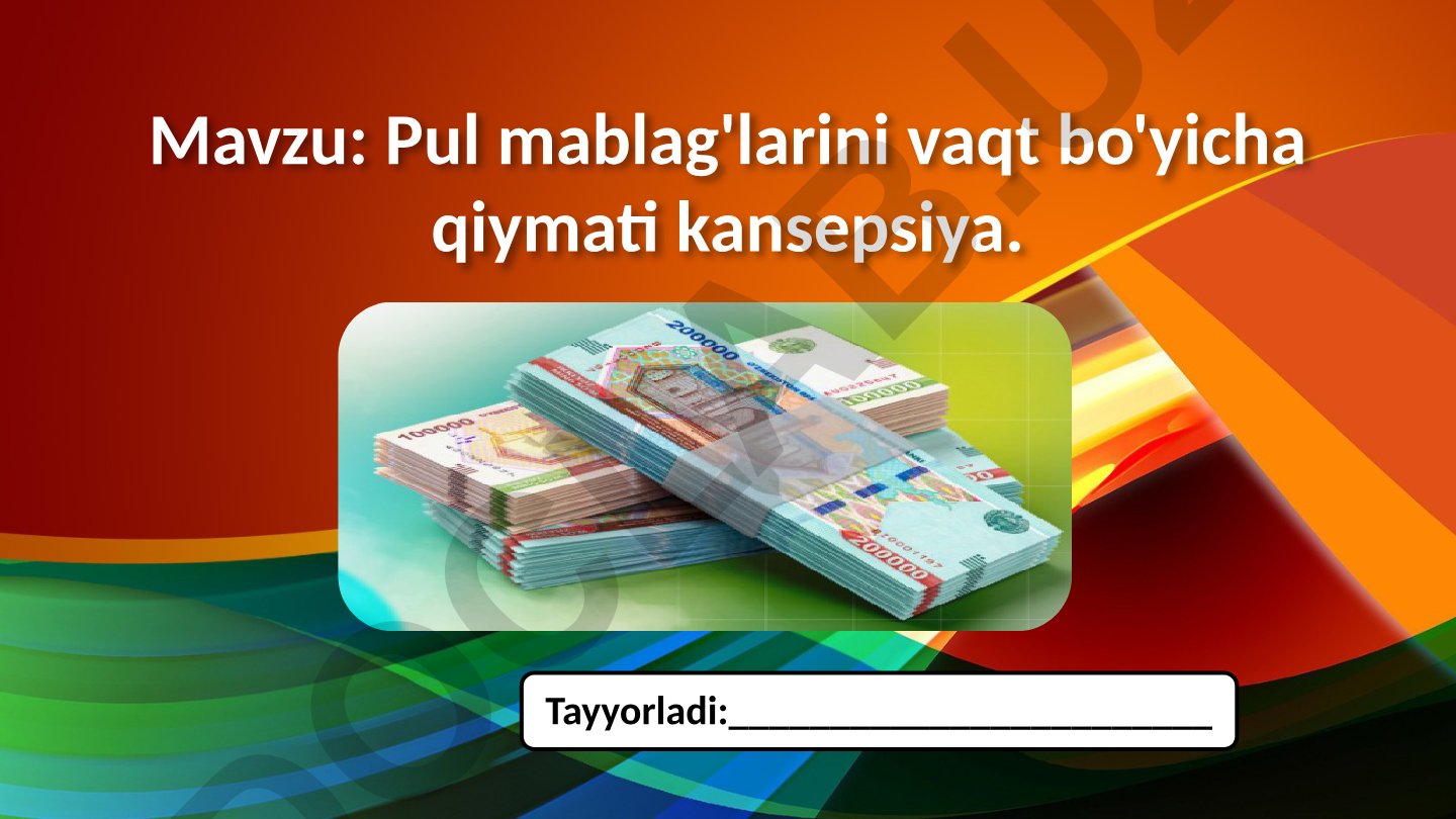 Pul mablag'larini vaqt bo'yicha qiymati konsepsiyasi