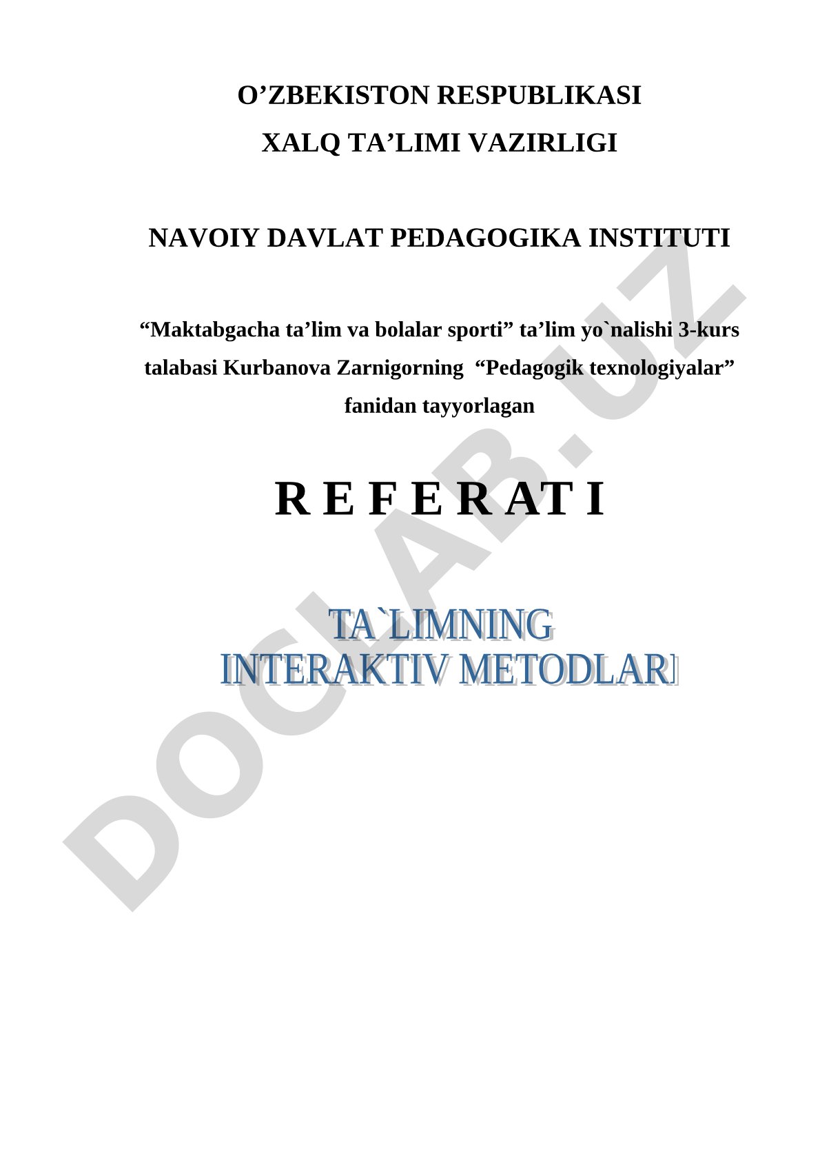 Ta'limning interaktiv metodlari